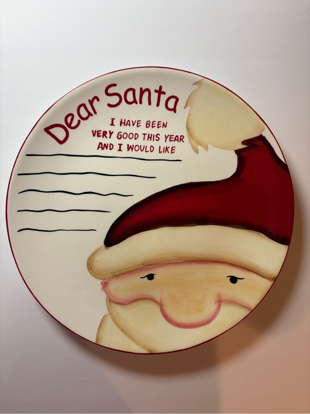 Oneida VTG Y2K “Dear Santa” Ceramic Christmas Whimsical Hand Painted Plate